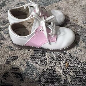 FootMates White and Pink Baby Shoes